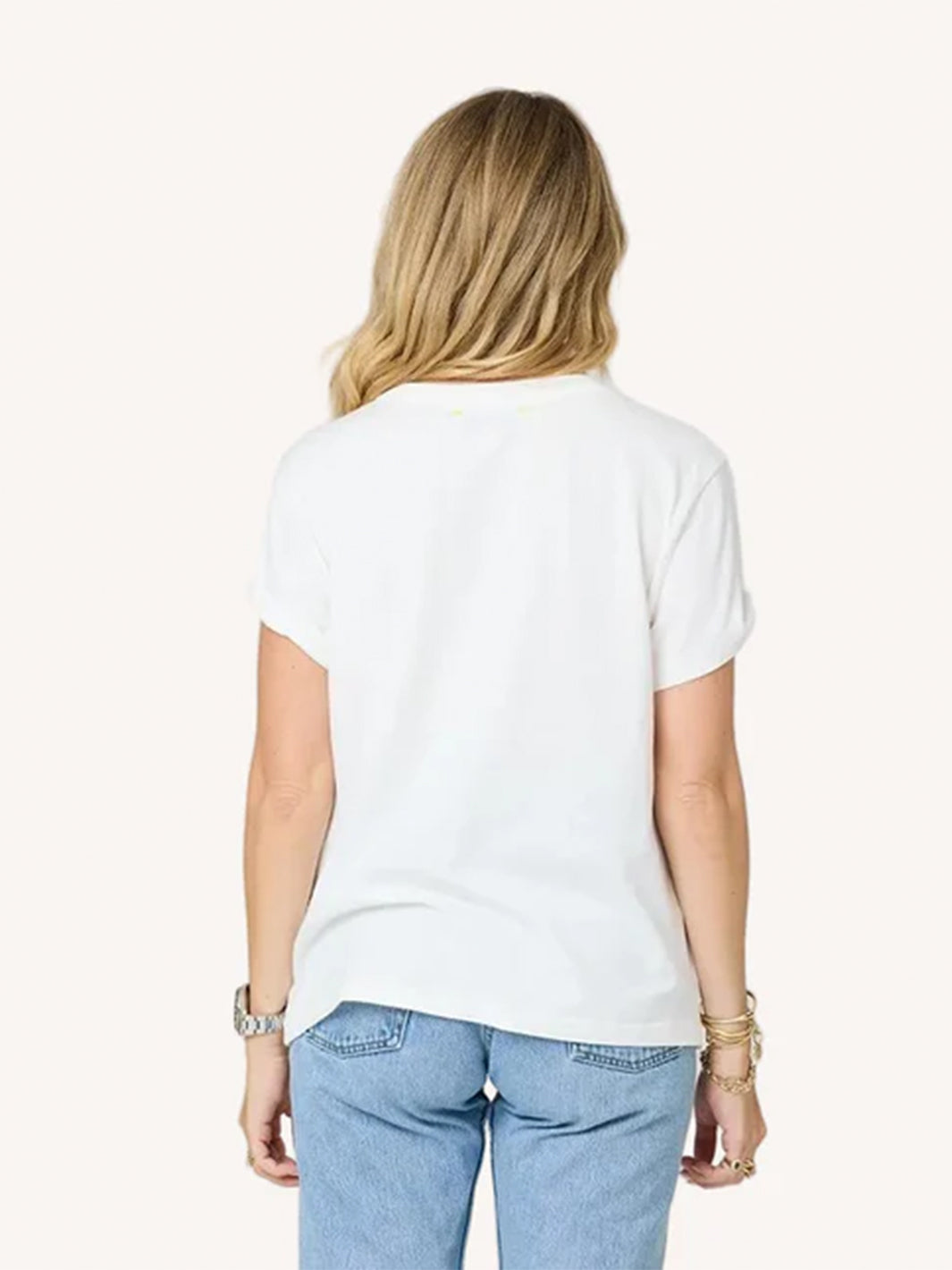 Suke Contrast Imperfect Heart Tee in White/Indigo Blue