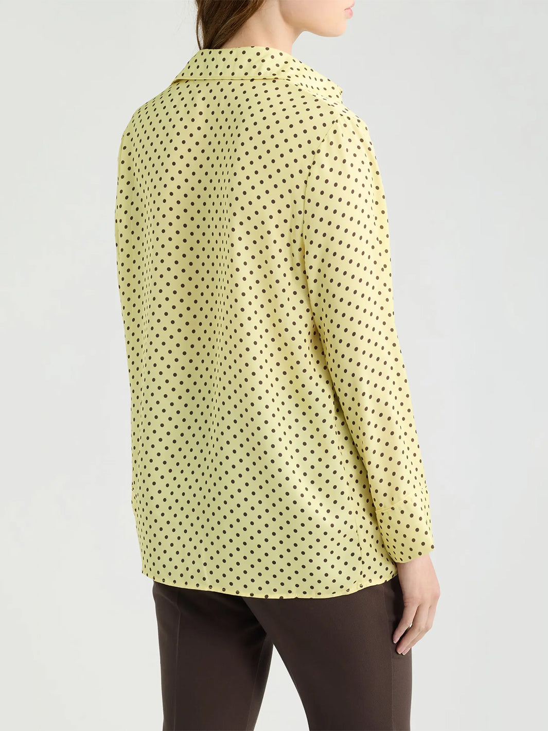 Survivor Polka Dot Print Button-Up Shirt in Chocolate Dots