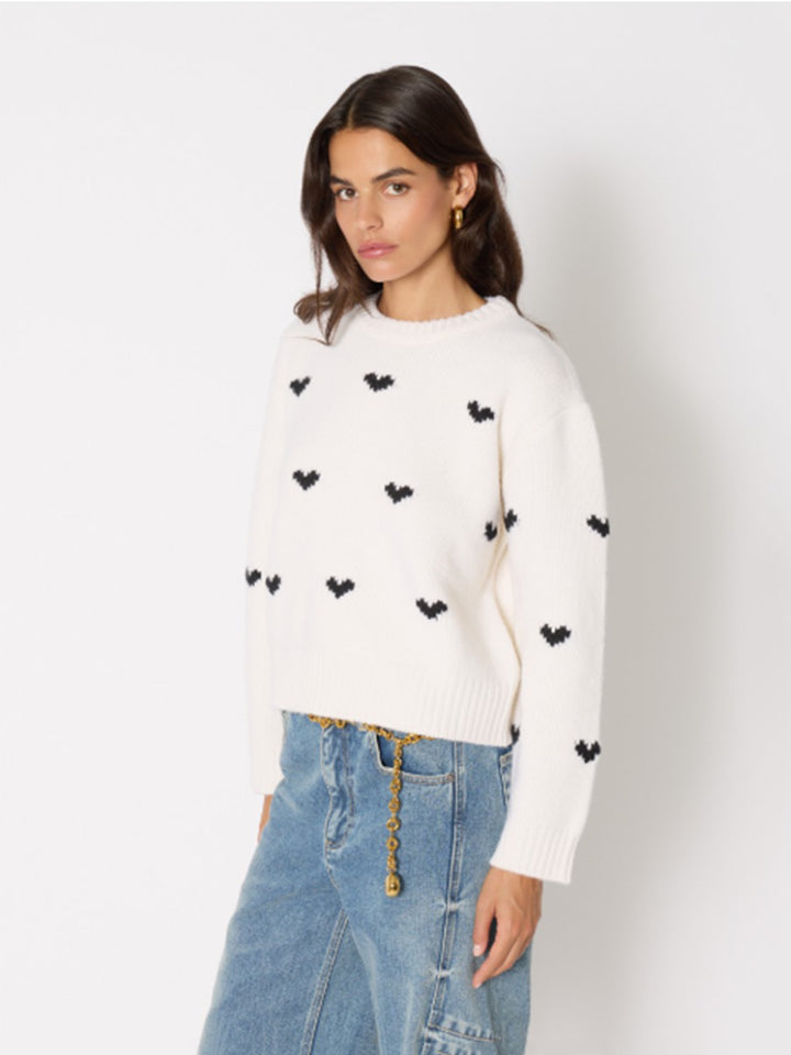 Wool Round Neck Sweater in Ivory