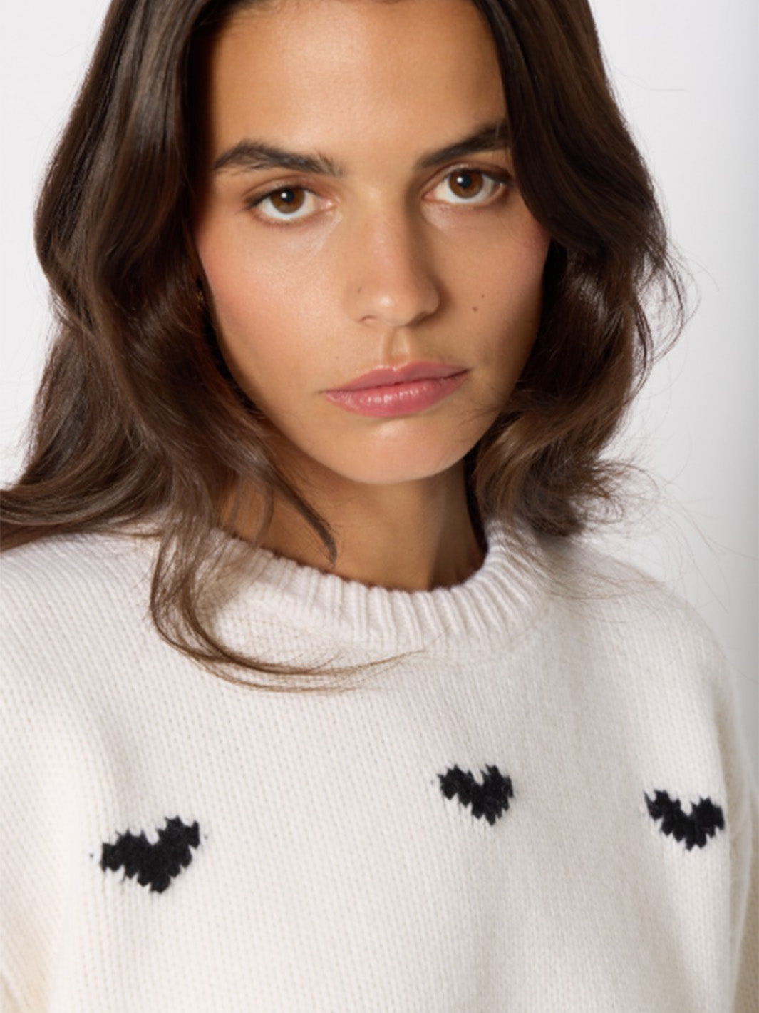Wool Round Neck Sweater in Ivory