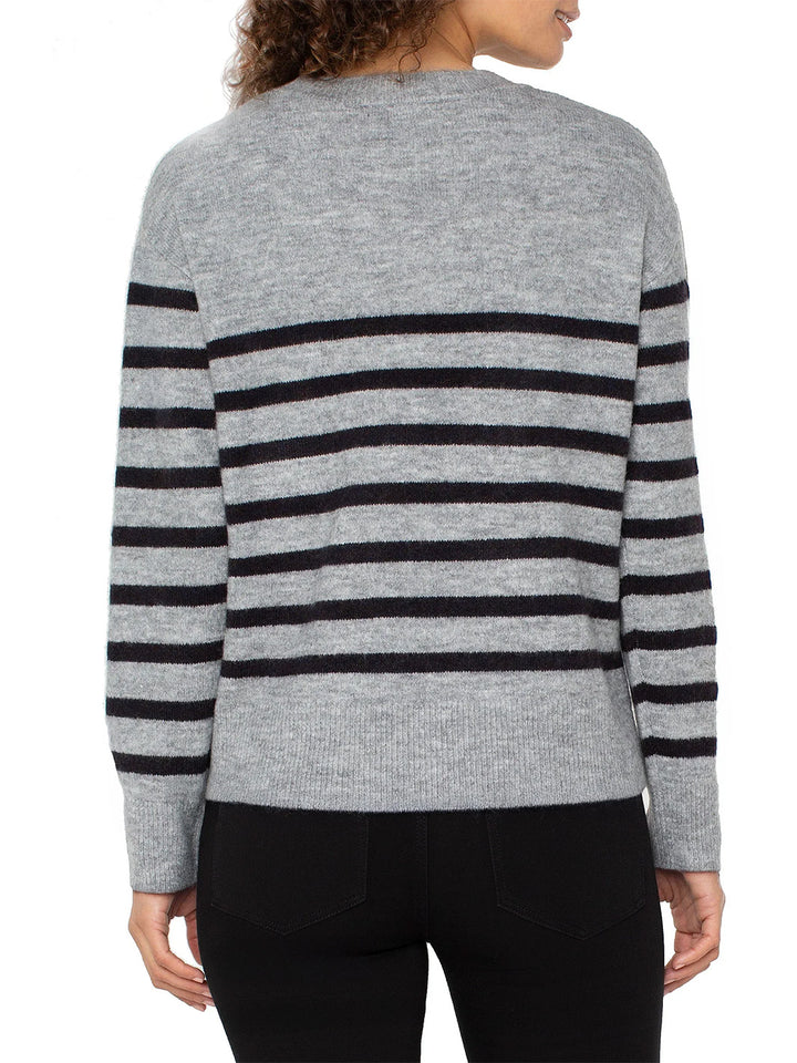 Crew Neck Drop Shoulder Sweater in Grey