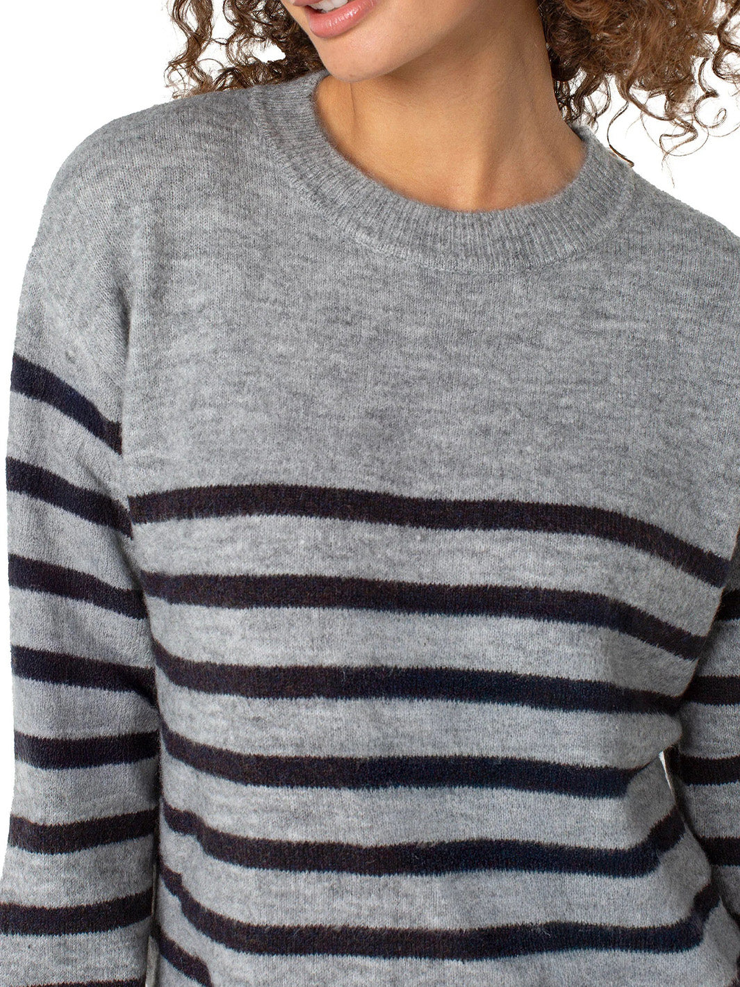 Crew Neck Drop Shoulder Sweater in Grey