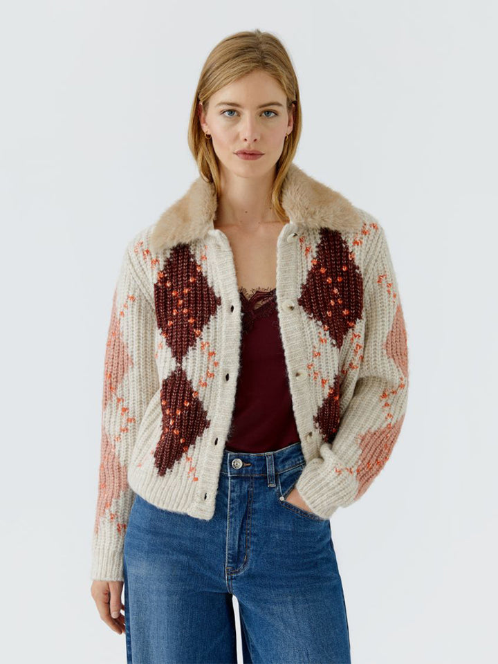 Knit Jacket in Light Stone Red