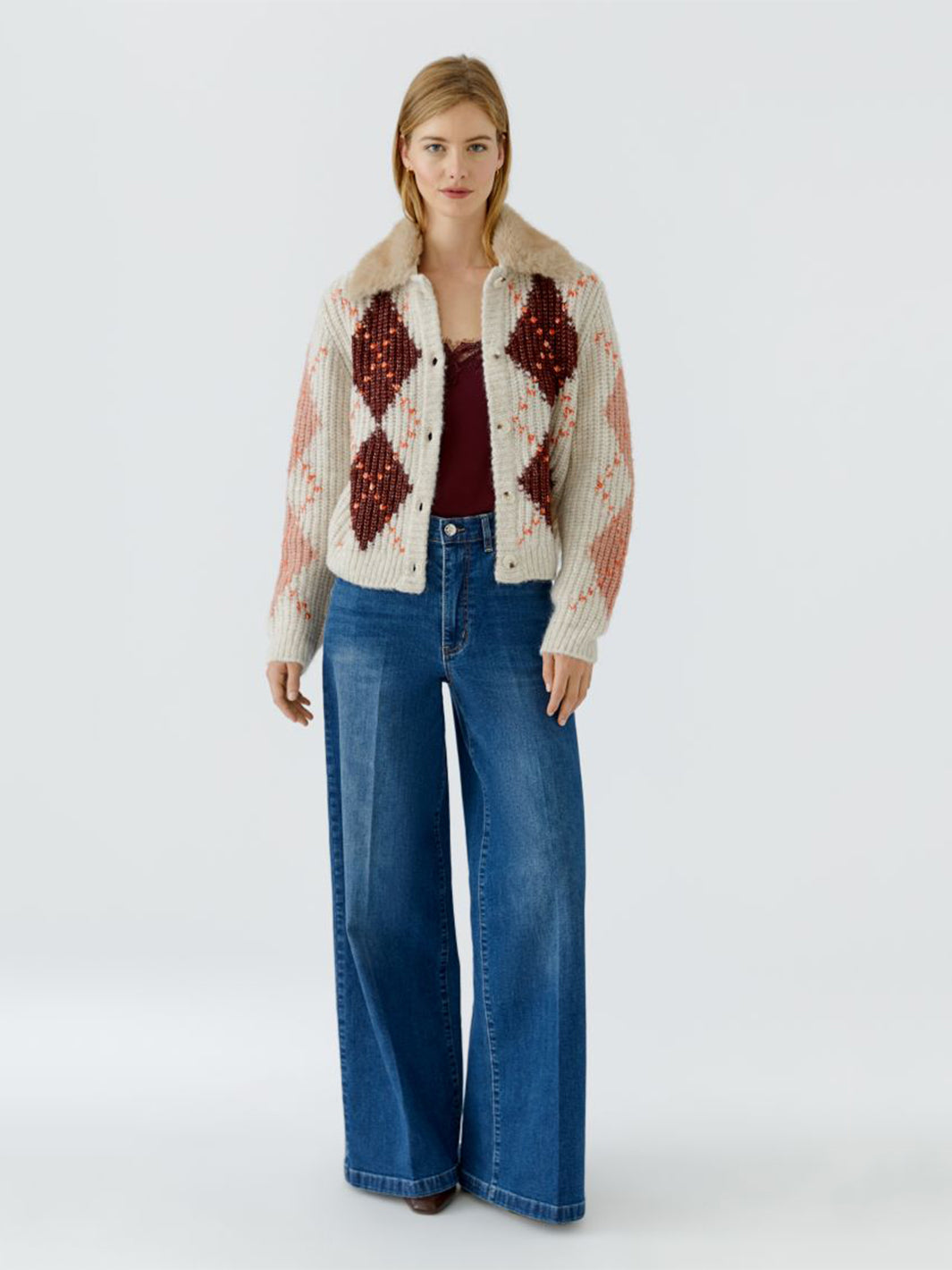 Knit Jacket in Light Stone Red