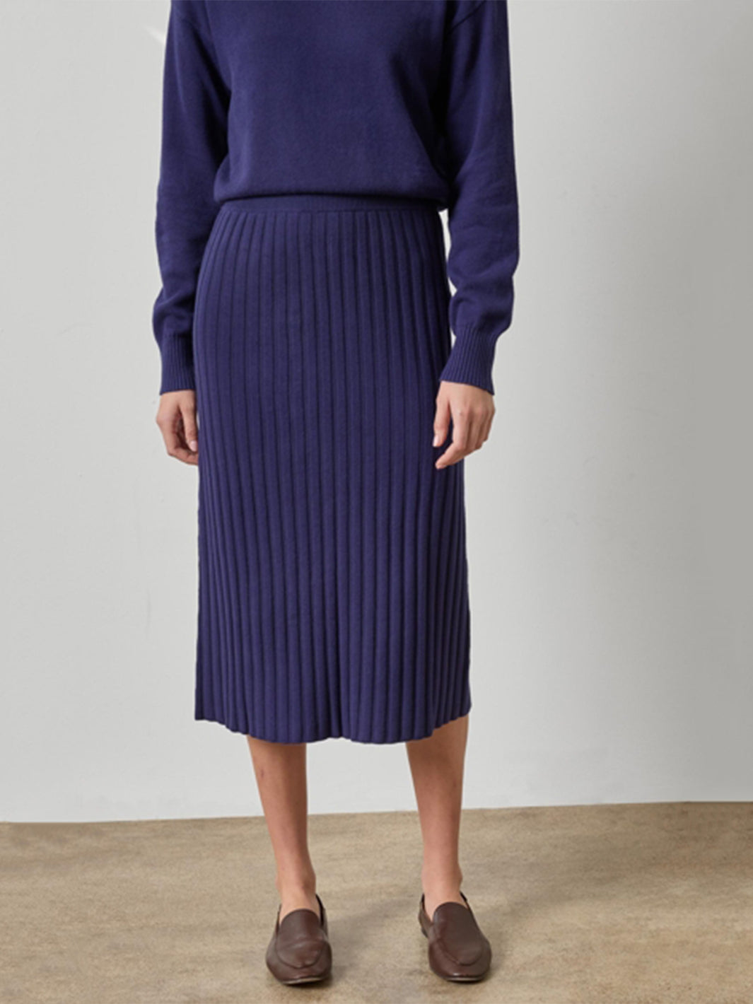 Rib Sweater Skirt in Neptune