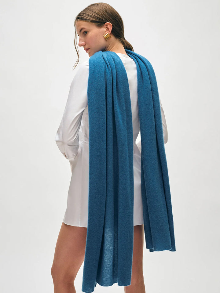 Cashmere Travel Wrap in Blue Jean