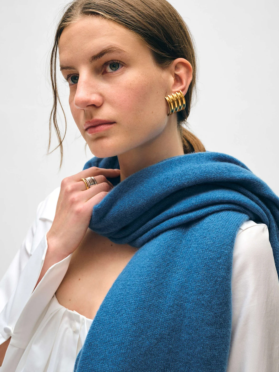 Cashmere Travel Wrap in Blue Jean