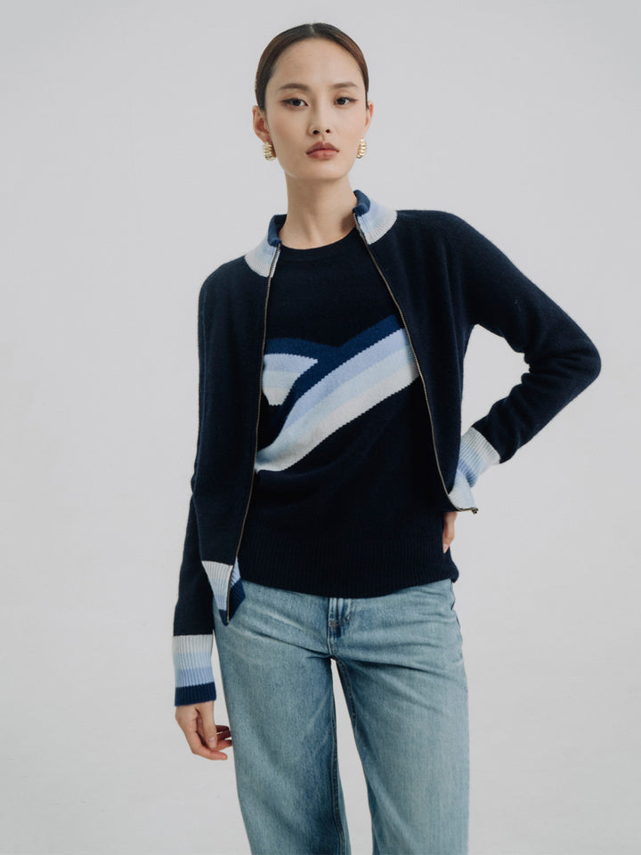 Tadema Bomber w/ Stripped Collar in Navy