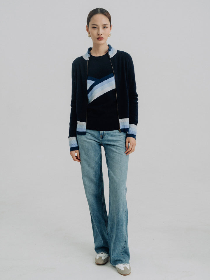 Tadema Bomber w/ Stripped Collar in Navy