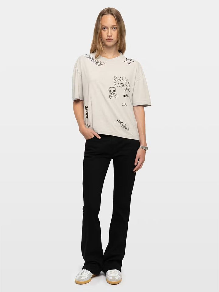 TaidaT-Shirt in Light Grey Marl