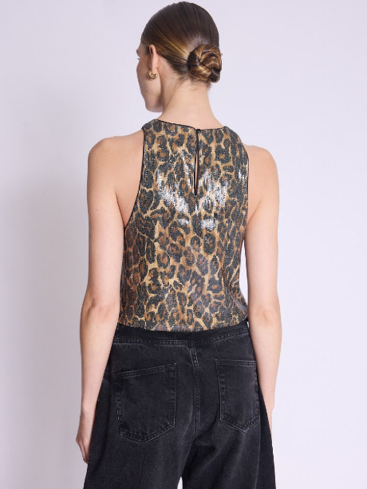 Tallyna Sequin Top in Leopard Print