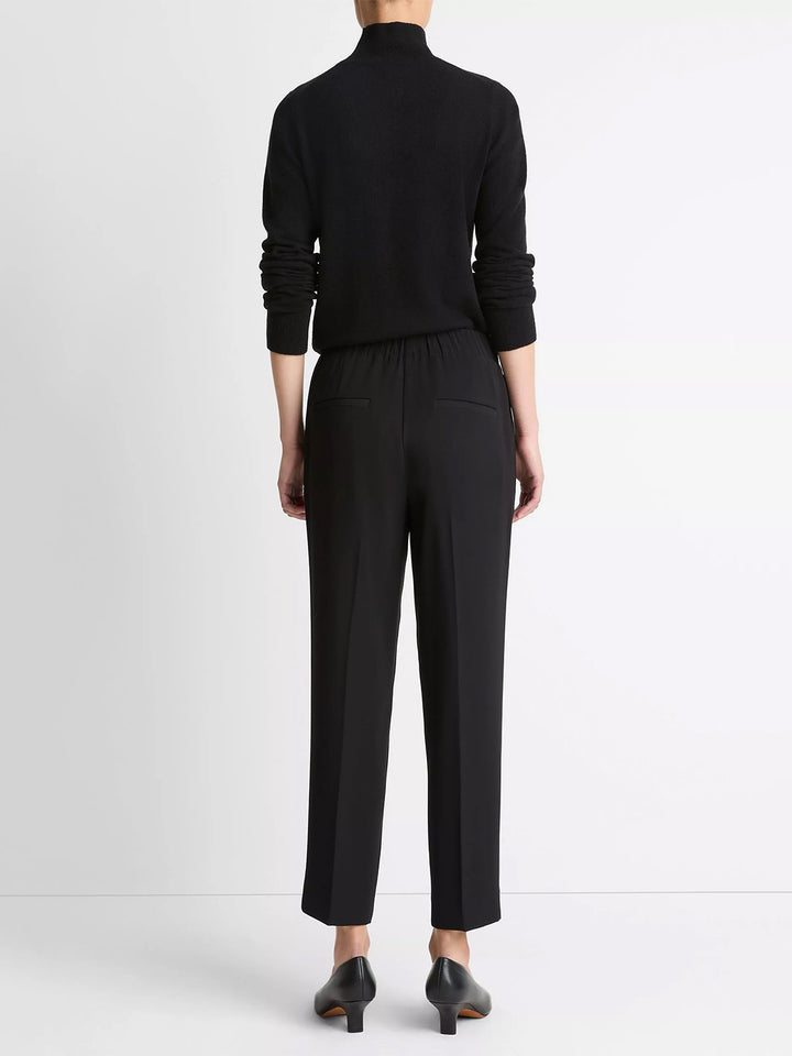 Crepe Tapered Pull-On Pant in Black