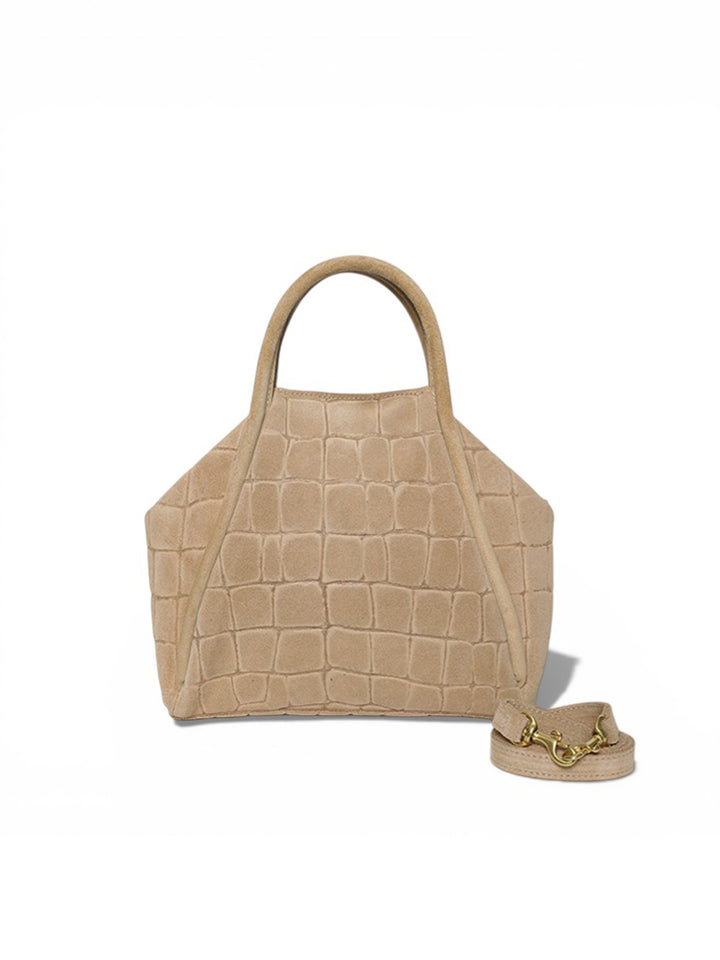 Taya Croc Crossbody in Ecru