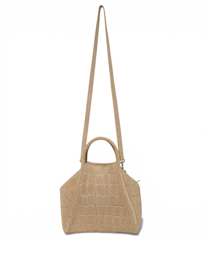 Taya Croc Crossbody in Ecru