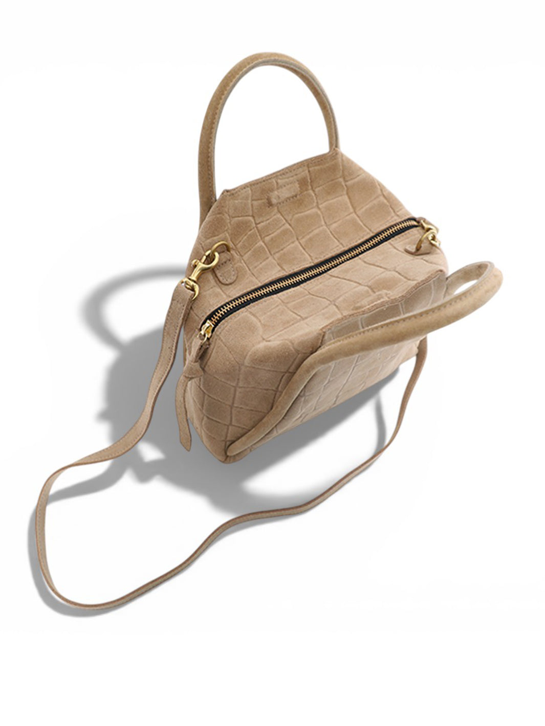 Taya Croc Crossbody in Ecru