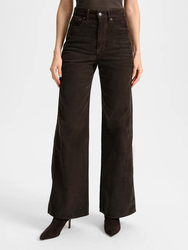 Taylor Corduroy Wide-Leg Pants in Dark Brown