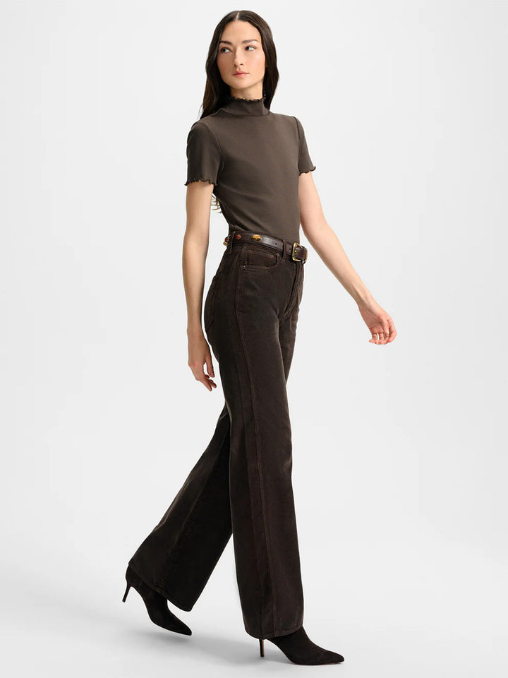 Taylor Corduroy Wide-Leg Pants in Dark Brown