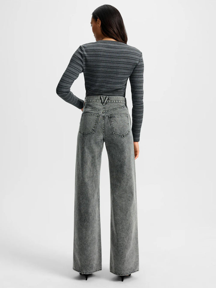 Dilla Striped button-Down T-Shirt in Heather Grey/Black