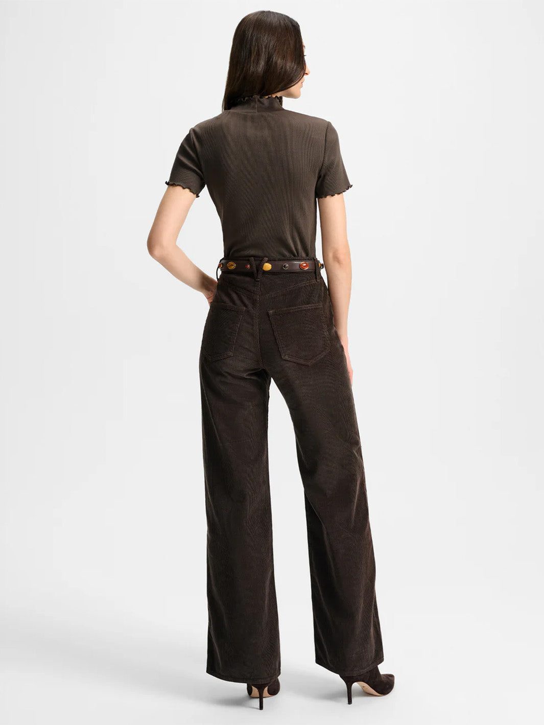 Taylor Corduroy Wide-Leg Pants in Dark Brown