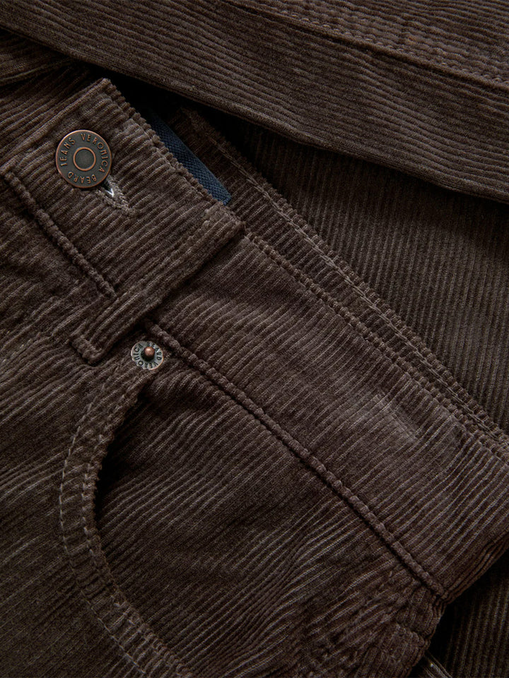 Taylor Corduroy Wide-Leg Pants in Dark Brown