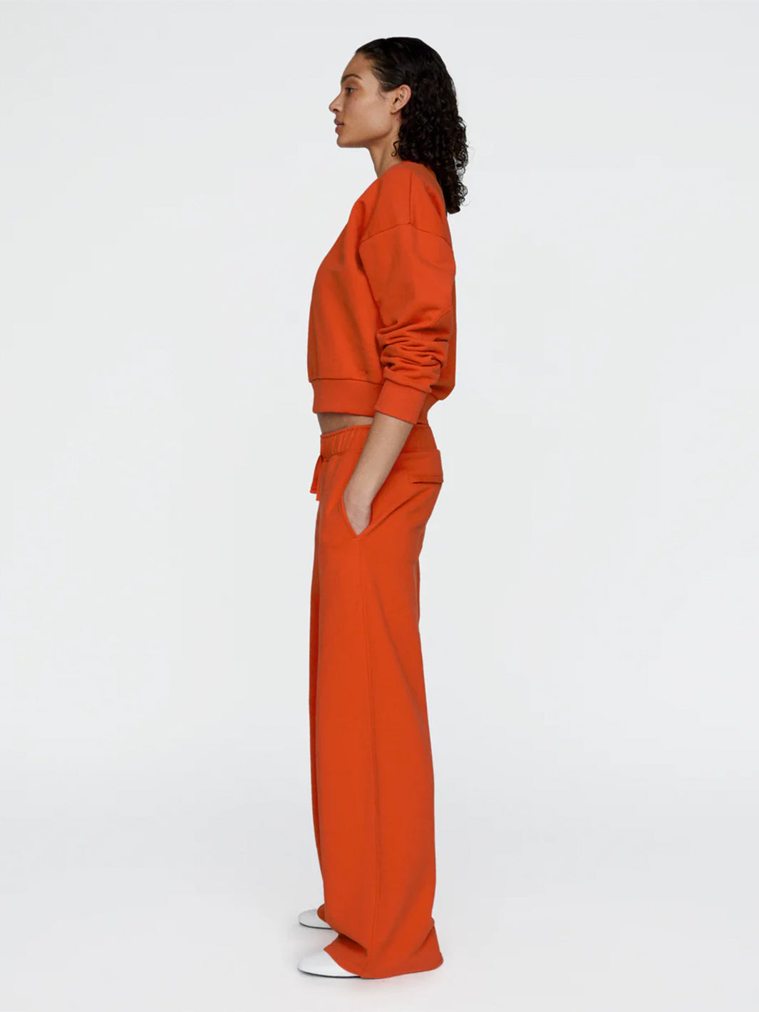 French Terry Open Bottom Sweatpants in Tomato