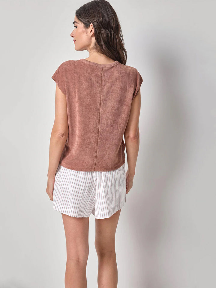 Terry Boxy Sleeveless Top in Bark
