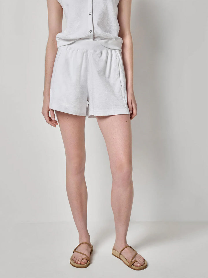 Textured Terry Shorts in White