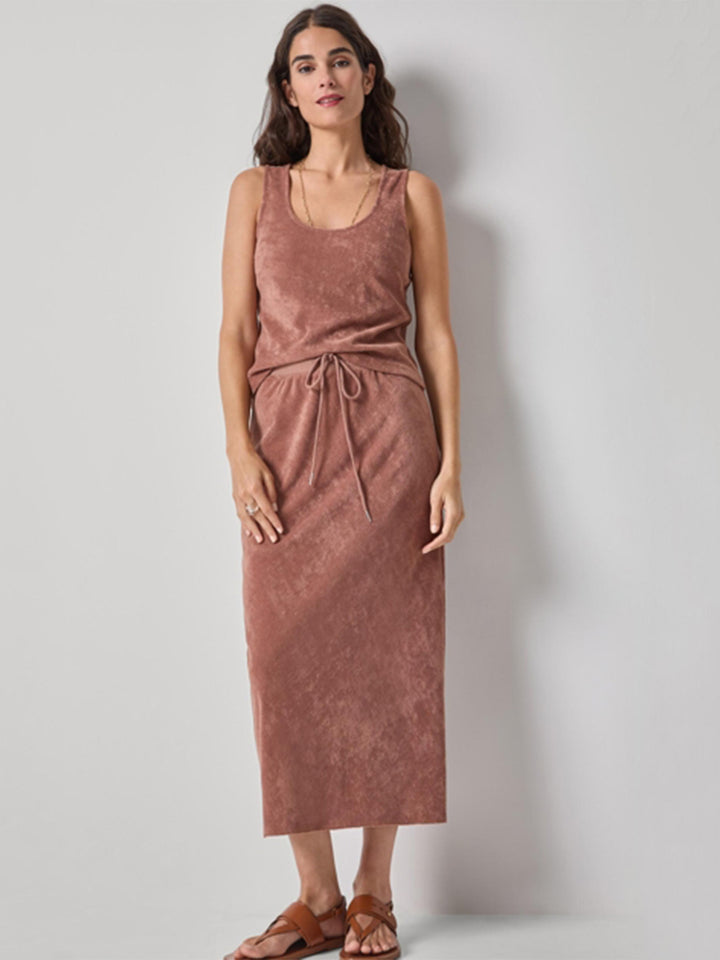 Terry Bias Skirt in Bark