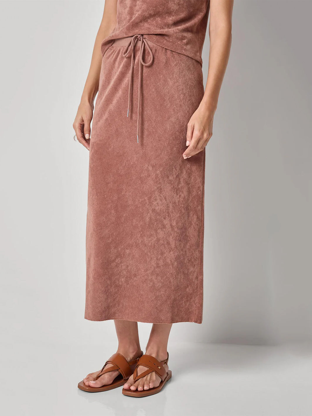 Terry Bias Skirt in Bark