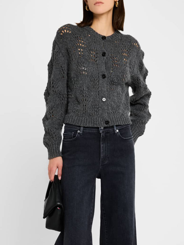 Textured Stitch Cardigan in Dark Gris Heather