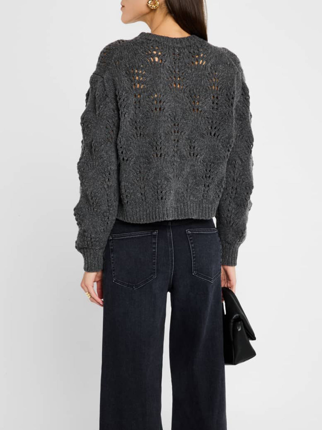 Textured Stitch Cardigan in Dark Gris Heather