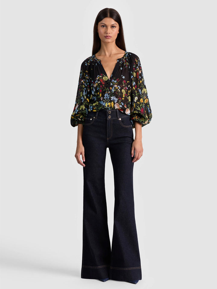Thalia Button Down Blouse in Social Hour Black