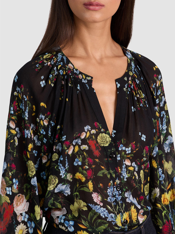 Thalia Button Down Blouse in Social Hour Black