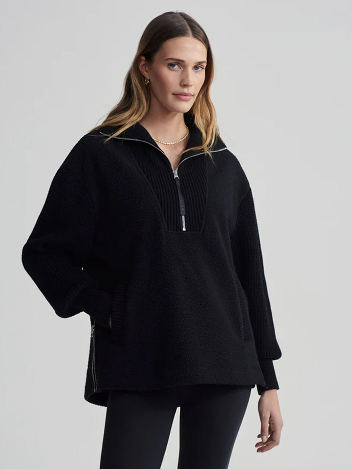 Theresa Half Zip Fleece in Black