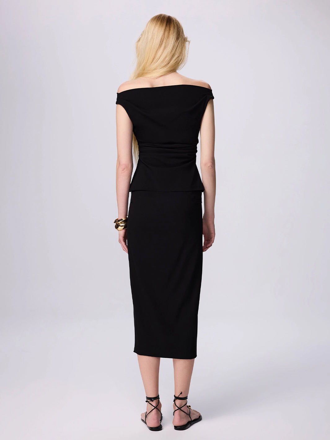 Thetis Techno Pencil Skirt in Black
