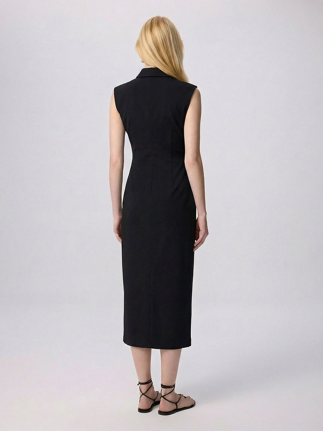 Thetis Techno Ruched Front Dress in Black