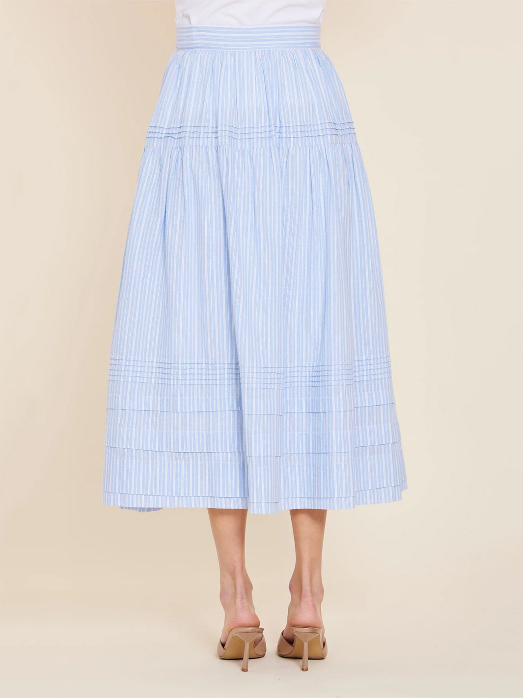 Tiered Striped Maxi Skirt in Blue White