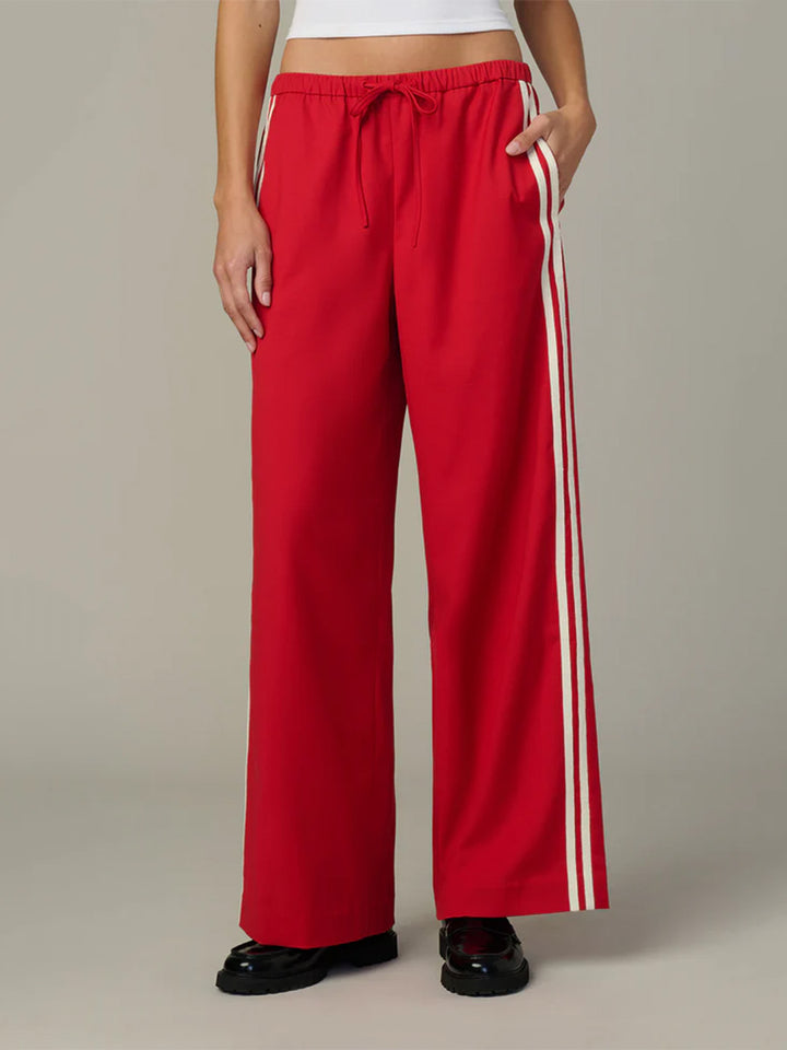 The Tina Track Pant in Cherry Red/ White Stripe