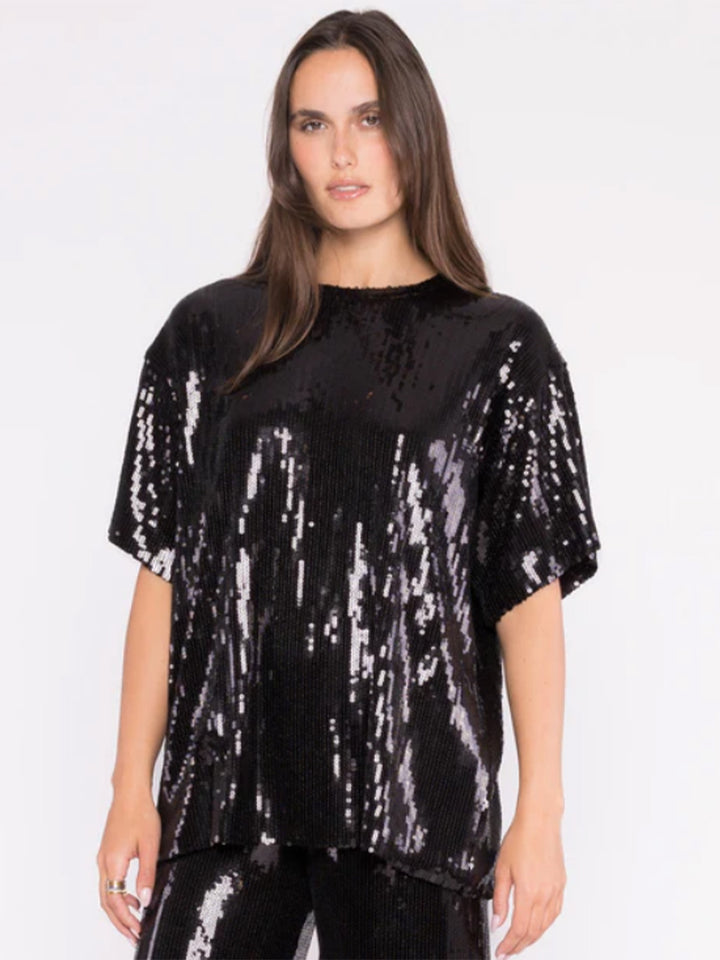 Sequin Party Top in Black