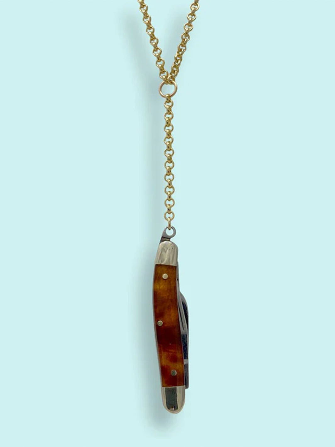 Tortoise Knife Y-drop Necklace in Gold