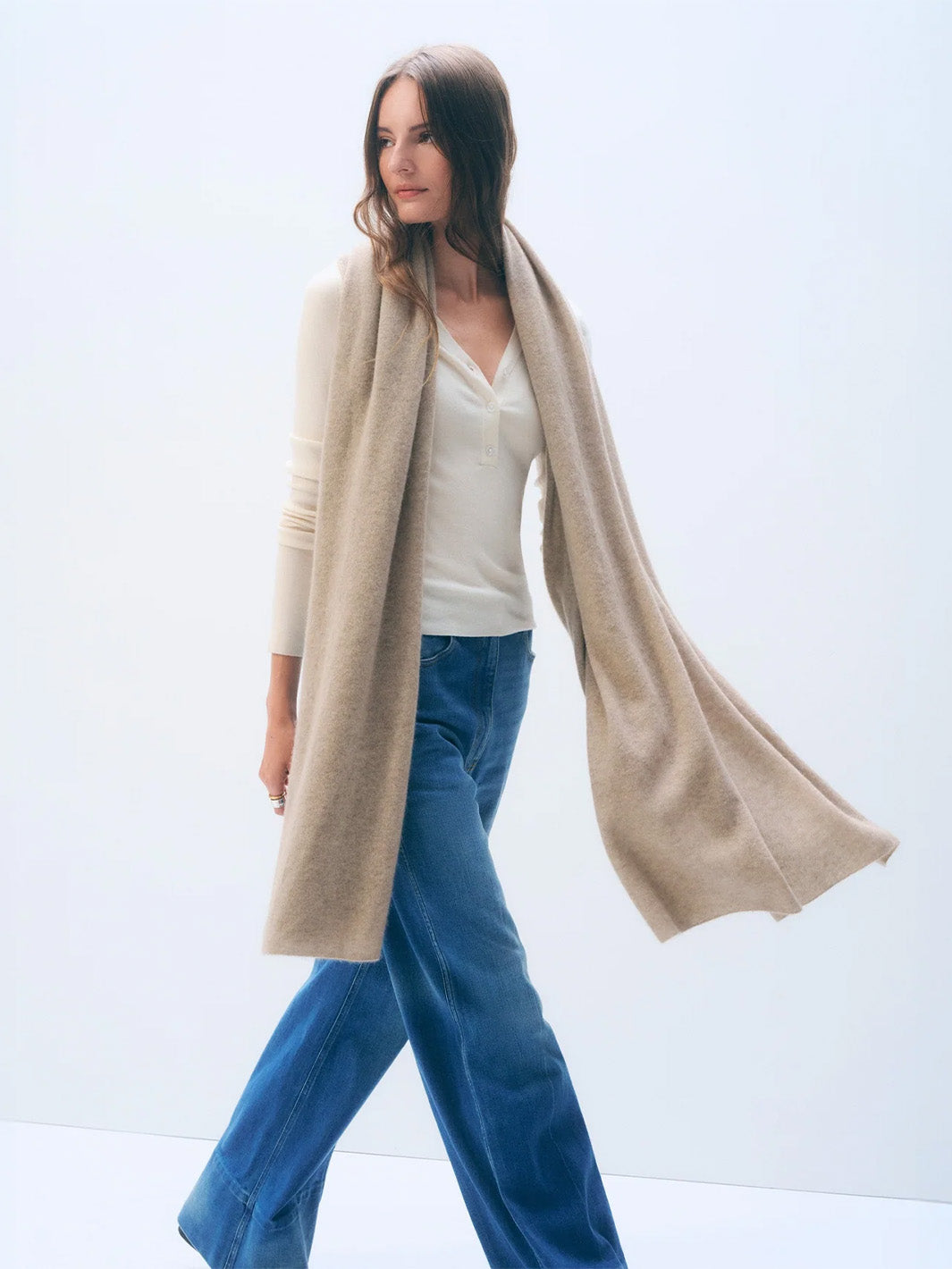 Cashmere Travel Wrap in Taupe Heather