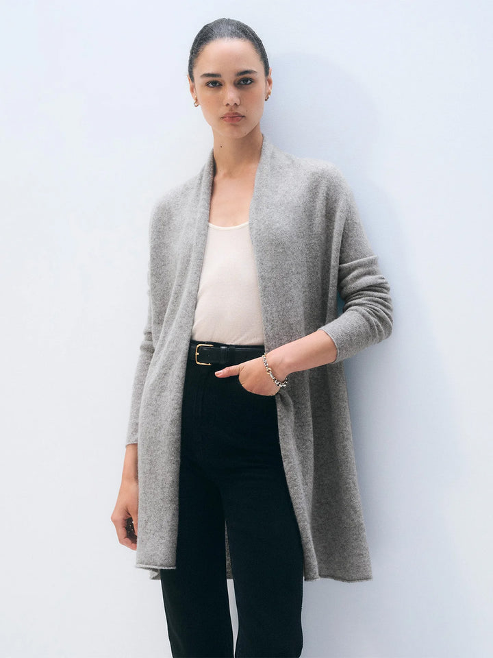 Cashmere Trapeze Cardi in Heather Grey