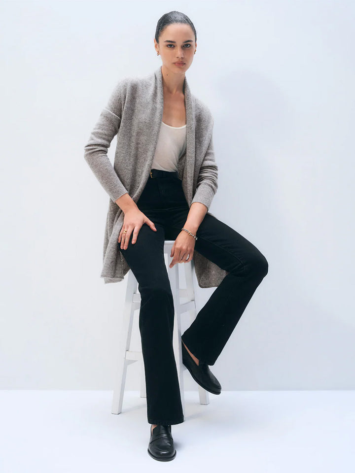Cashmere Trapeze Cardi in Heather Grey