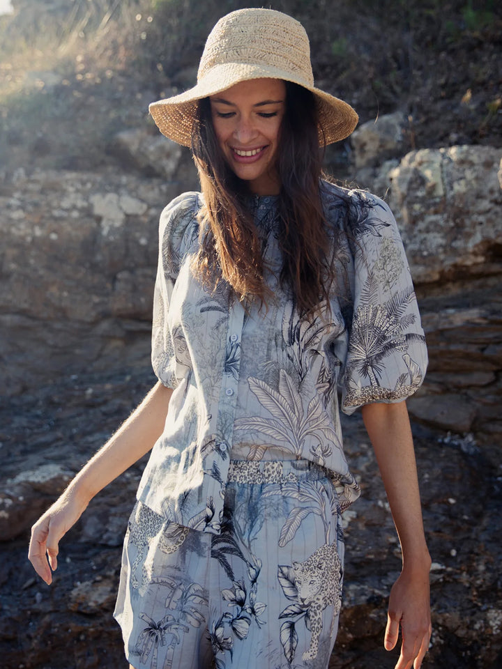 Tropique Balloon Shirt in Light Blue