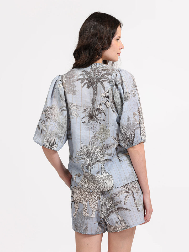 Tropique Balloon Shirt in Light Blue