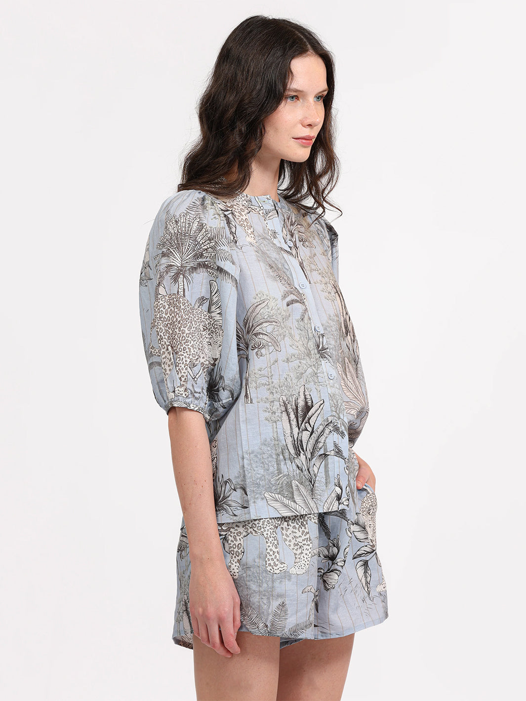 Tropique Balloon Shirt in Light Blue