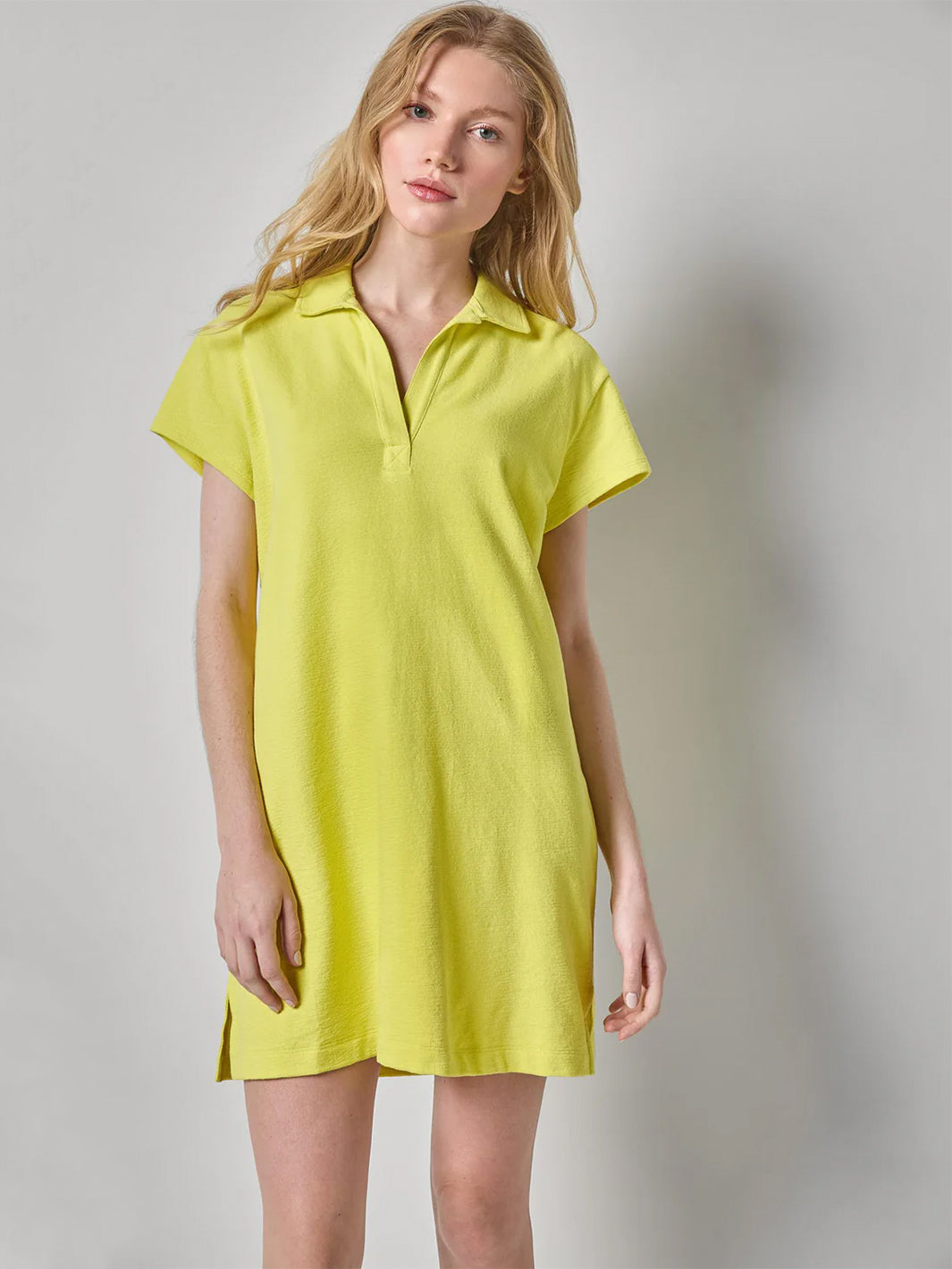 Textured Terry Tunic Dress in Limeade