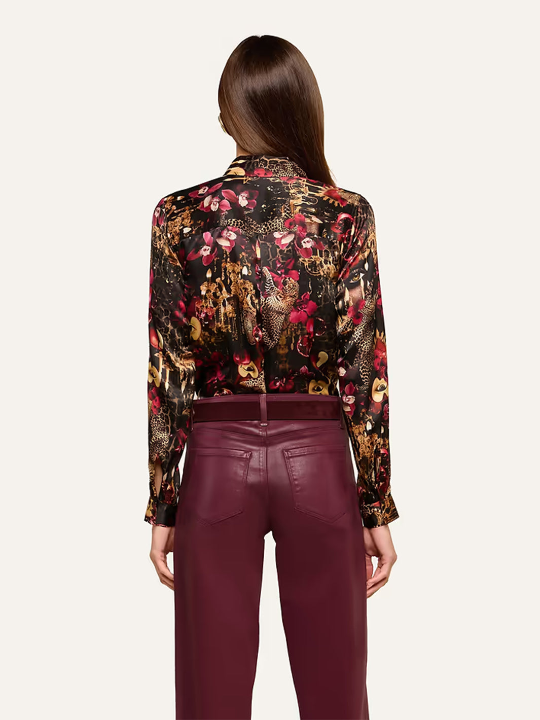 Tyler Silk Blouse in Black Multi Chand Collage