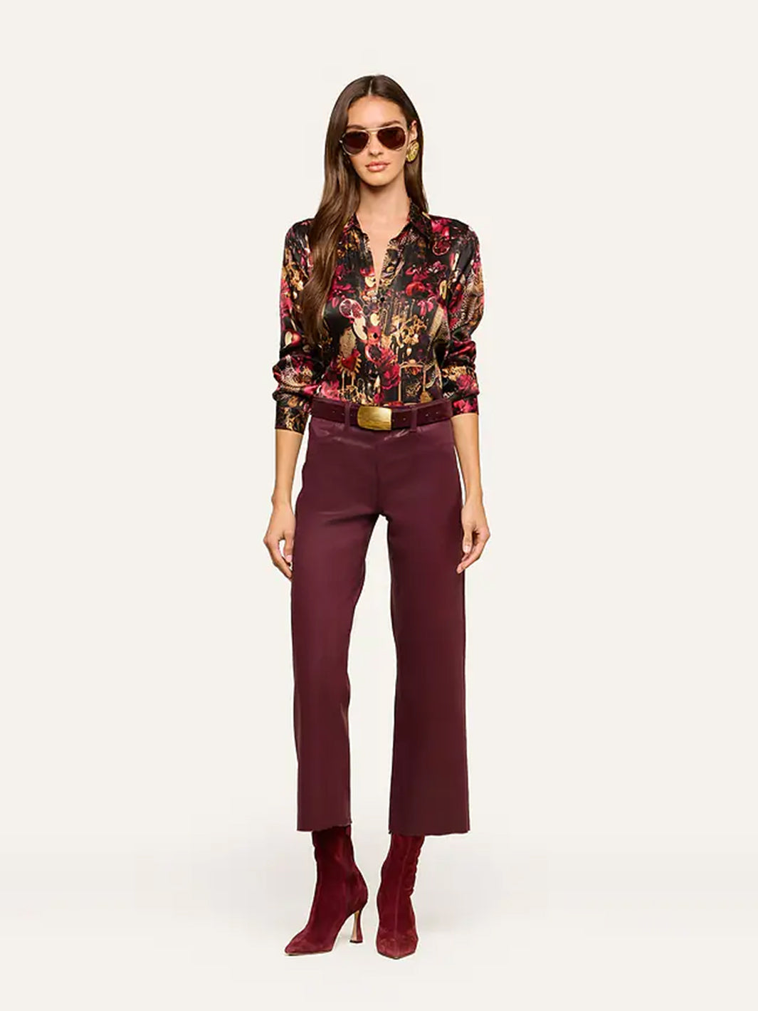 Tyler Silk Blouse in Black Multi Chand Collage
