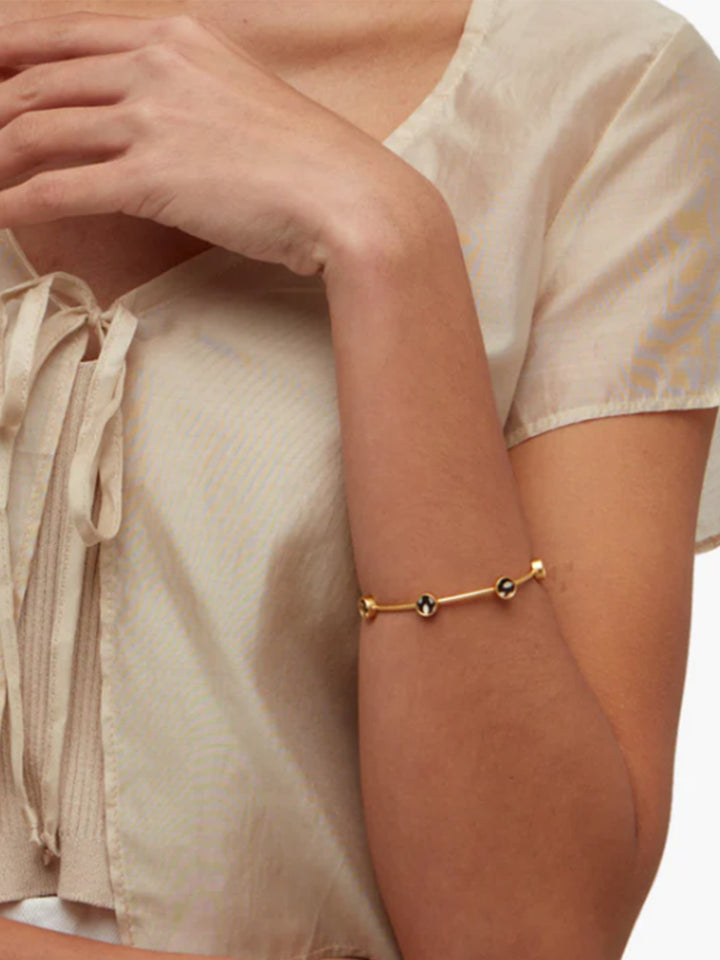 Umi Multi-Bezel Cuff Bracelet w Feather Beads